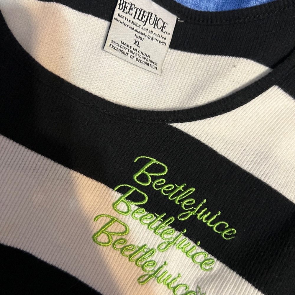 Black and White Striped Beetlejuice Sweater
